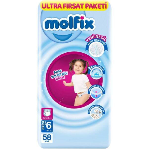 پوشک شرتی مولفیکس سایز 6 بسته 58 عدد Molfix