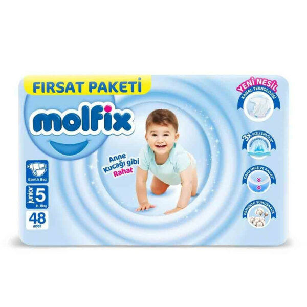 پوشک چسبی مولفیکس ترکیه سایز 5 بسته 44 عددی Molfix